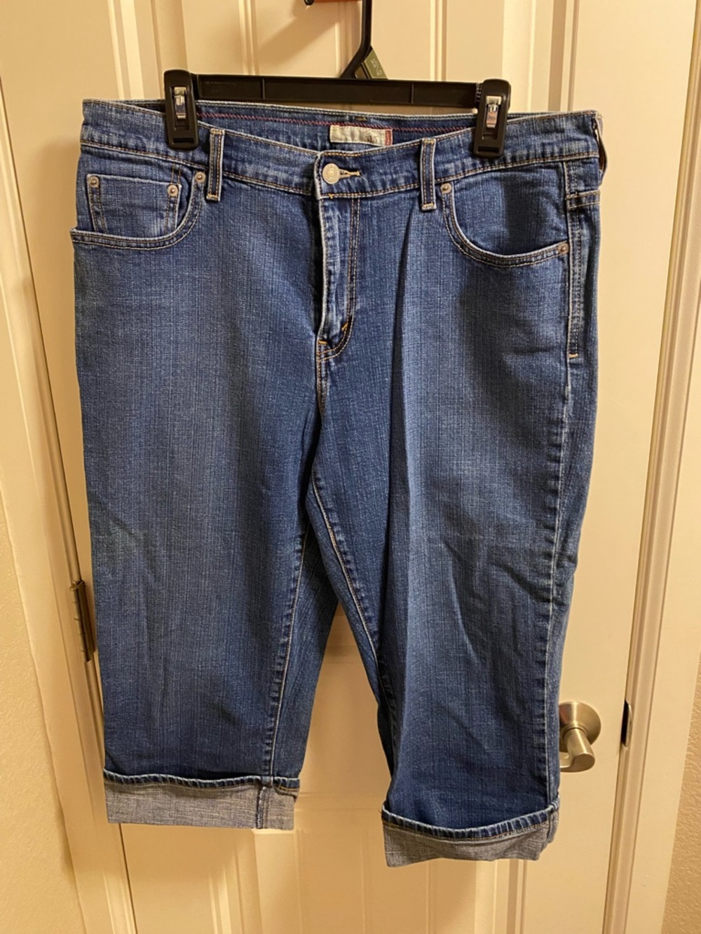 Levis 515 Jeans 14 Capri Length Stretch Blue Denim Capris Rolled Cuff 2007